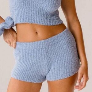 Cozy Baby Blue Fuzzy Shorts NWOT
